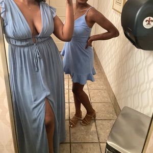 I’m All Yours Slate Blue Ruffled Maxi Dress